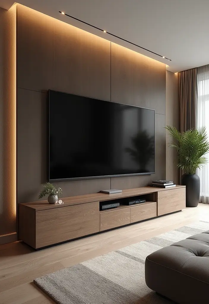 28 Large Living Room TV Wall Ideas That Feel Impressive and Modern - 3. Integrated Media Console