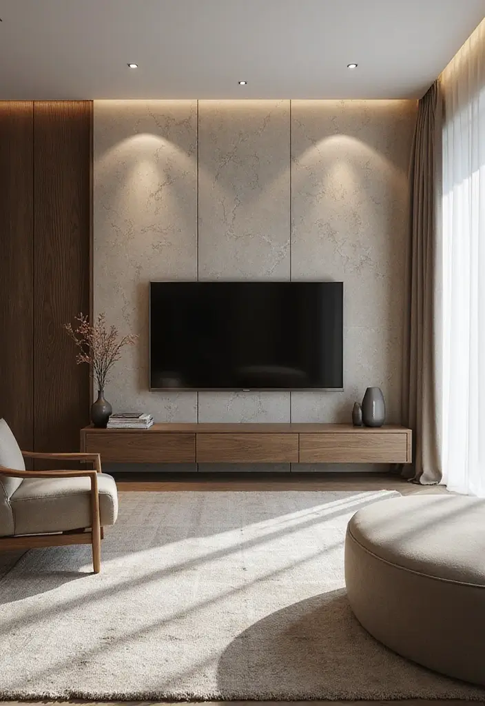 28 Large Living Room TV Wall Ideas That Feel Impressive and Modern - 5. Textured Wall Panels