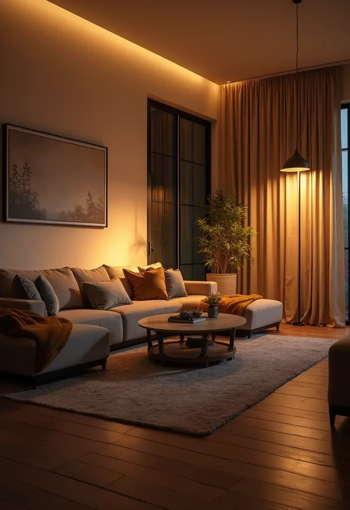 28 Living Room Addition Ideas That Expand Space Beautifully - 10. Creative Lighting Options