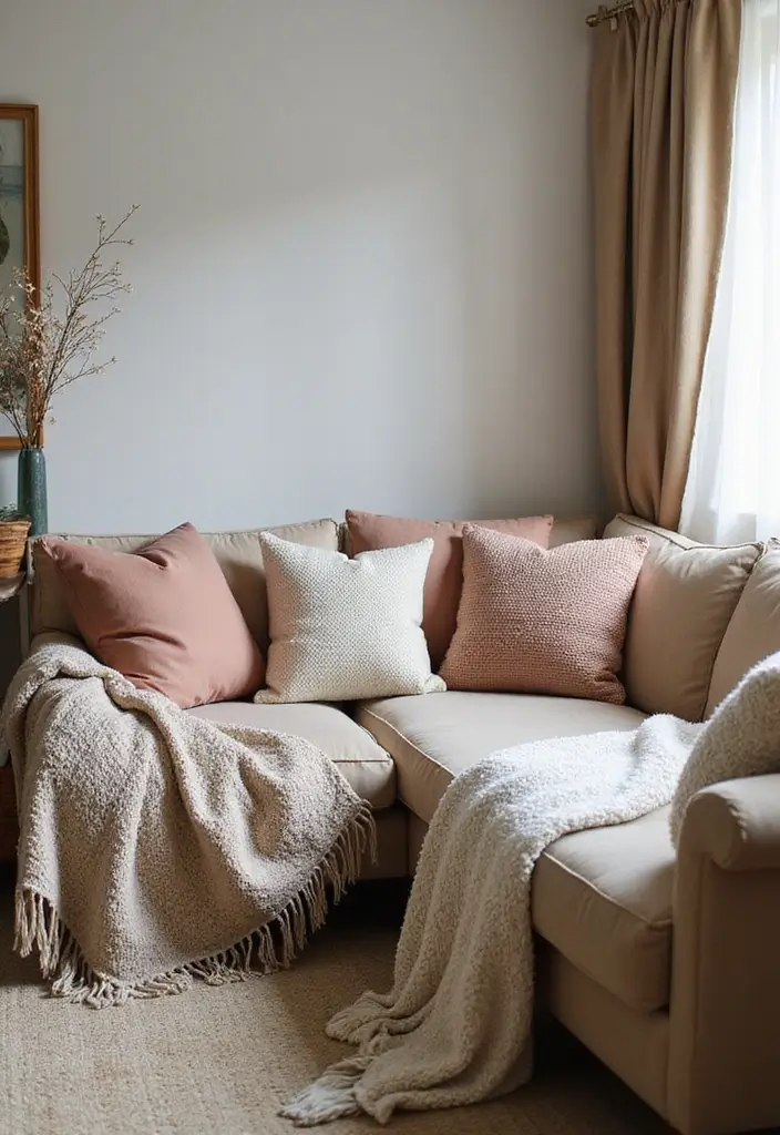 28 Living Room Addition Ideas That Expand Space Beautifully - 15. Textured Fabrics