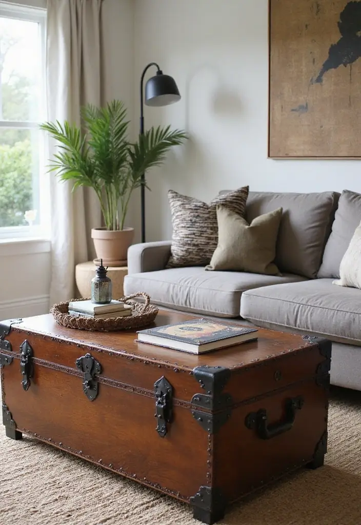 28 Living Room Addition Ideas That Expand Space Beautifully - 19. Decorative Trunks