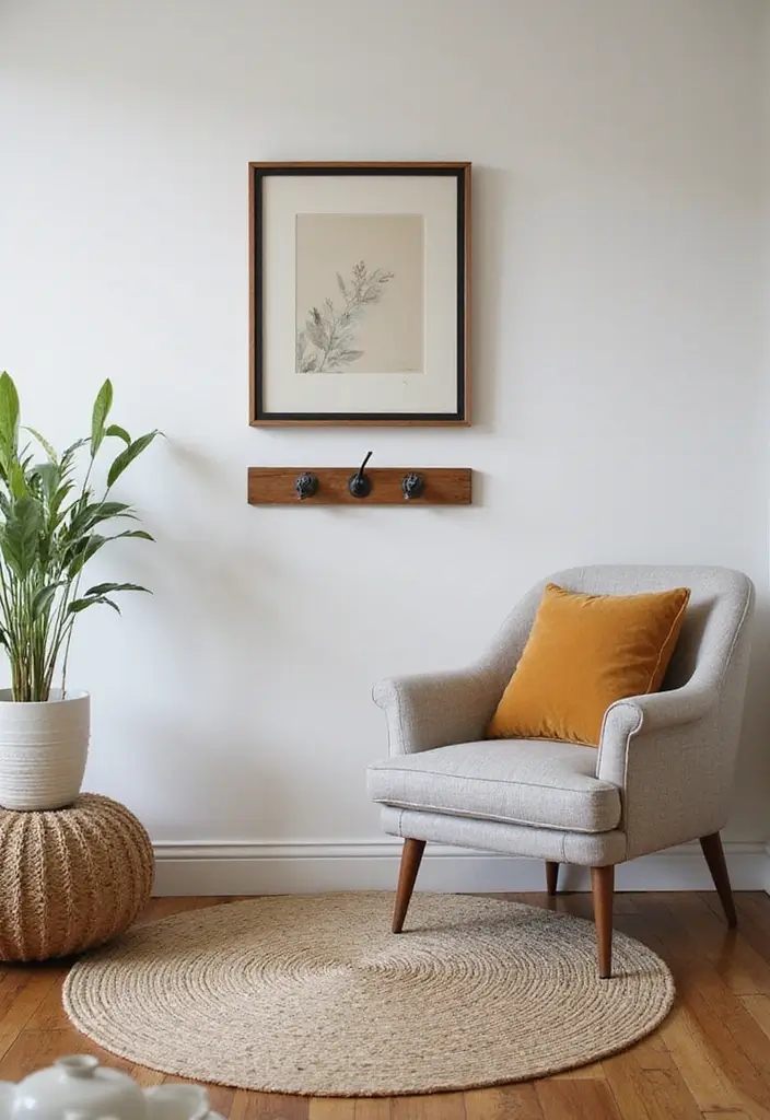 28 Living Room Addition Ideas That Expand Space Beautifully - 20. Wall Art with Hooks