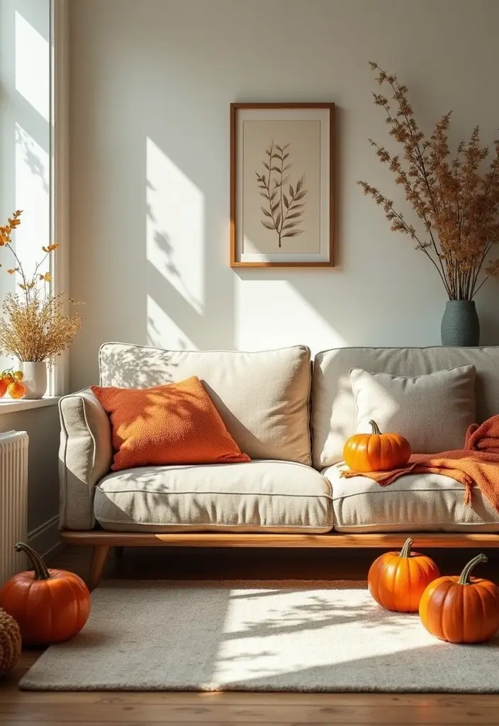 28 Living Room Addition Ideas That Expand Space Beautifully - 27. Seasonal Decor Swap