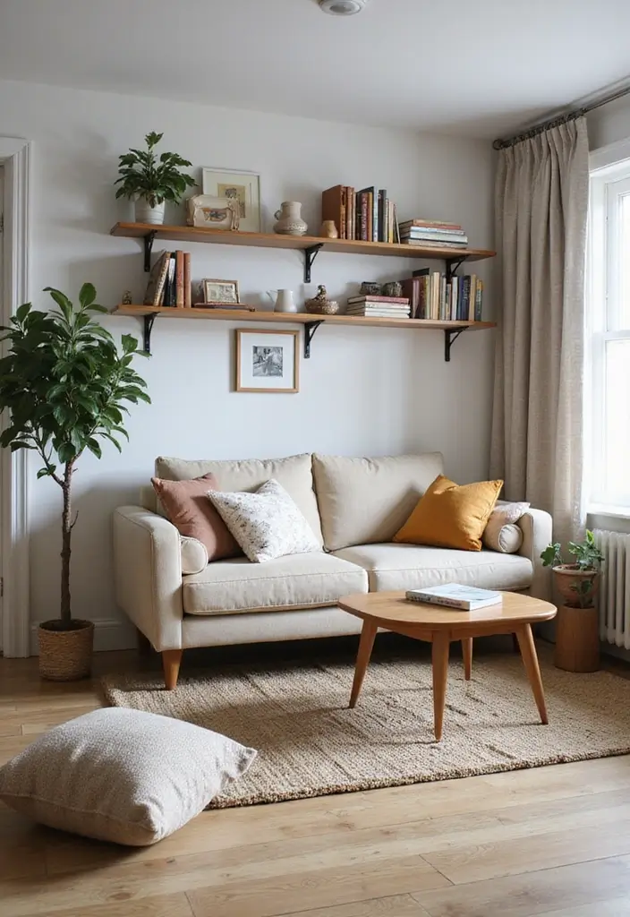 28 Living Room Addition Ideas That Expand Space Beautifully - 9. Open Shelving Display