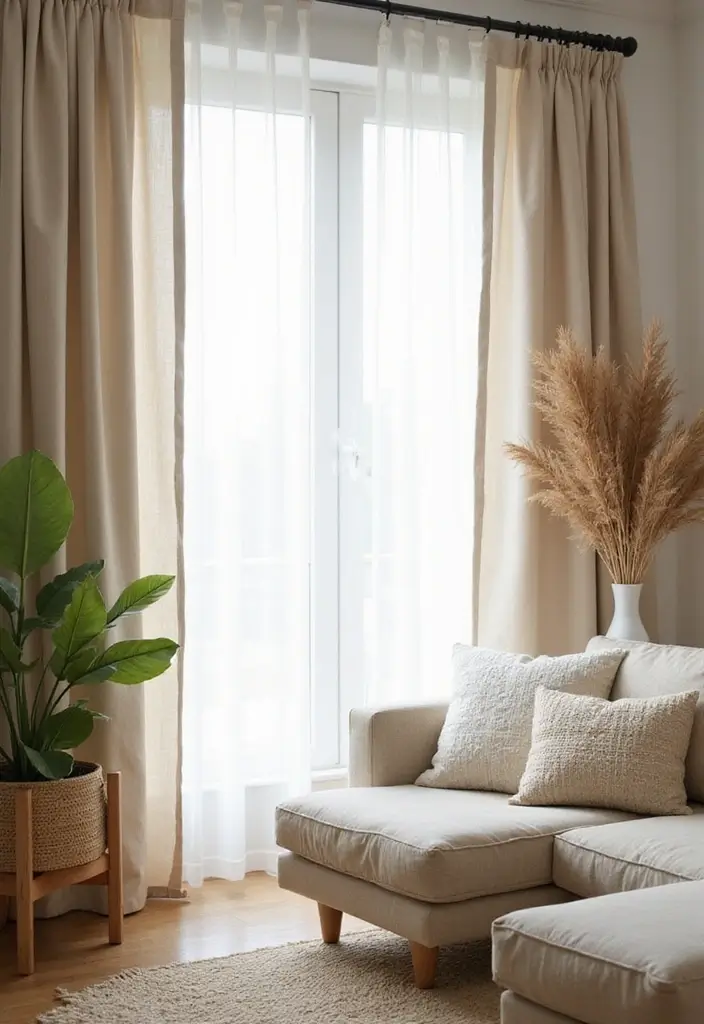 28 Living Room Sheer Curtain Ideas That Soften Light Perfectly - 1. Organic Cotton Elegance