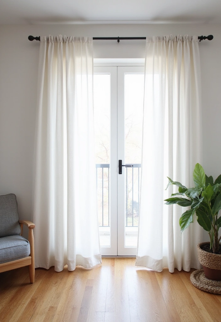 28 Living Room Sheer Curtain Ideas That Soften Light Perfectly - 14. Sheer Curtains on a Tension Rod