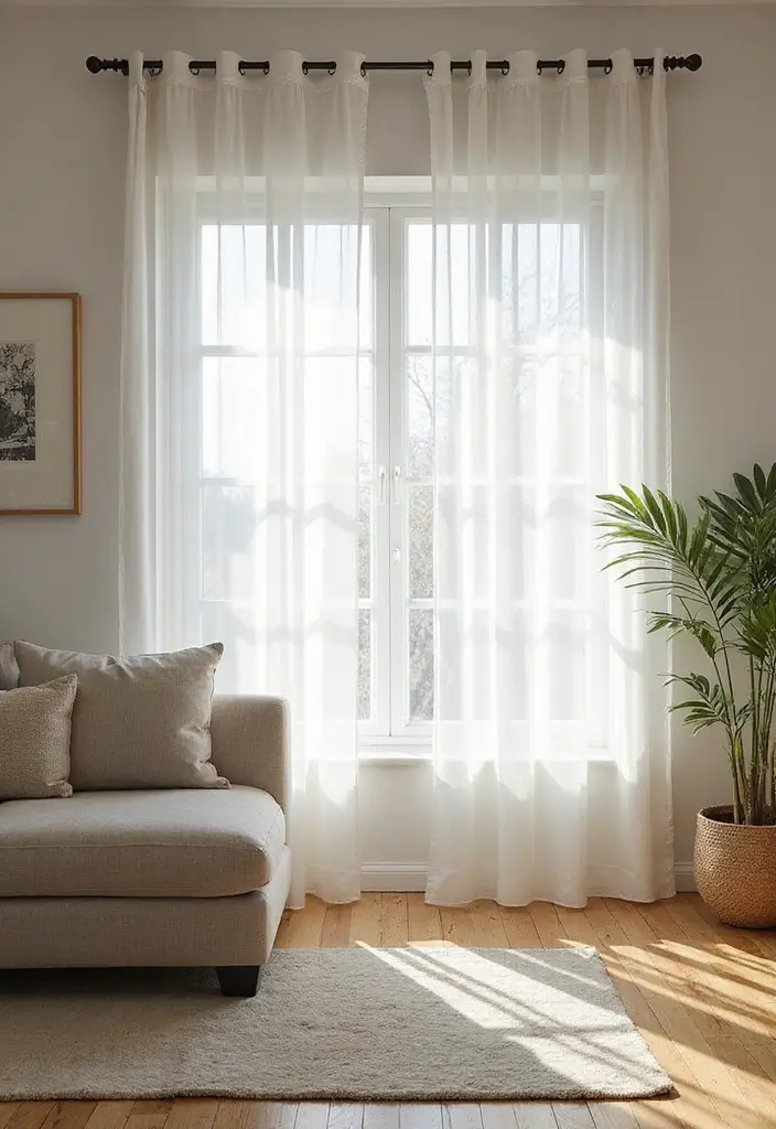 28 Living Room Sheer Curtain Ideas That Soften Light Perfectly - 16. Function Meets Fashion