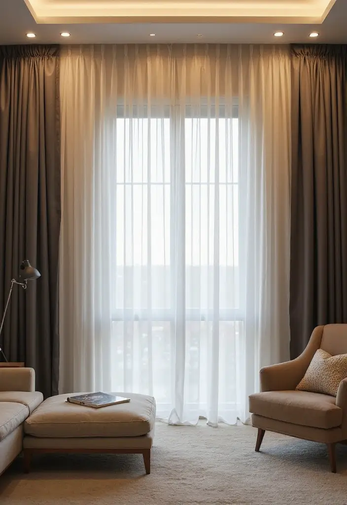 28 Living Room Sheer Curtain Ideas That Soften Light Perfectly - 6. Ombre Sheer Designs