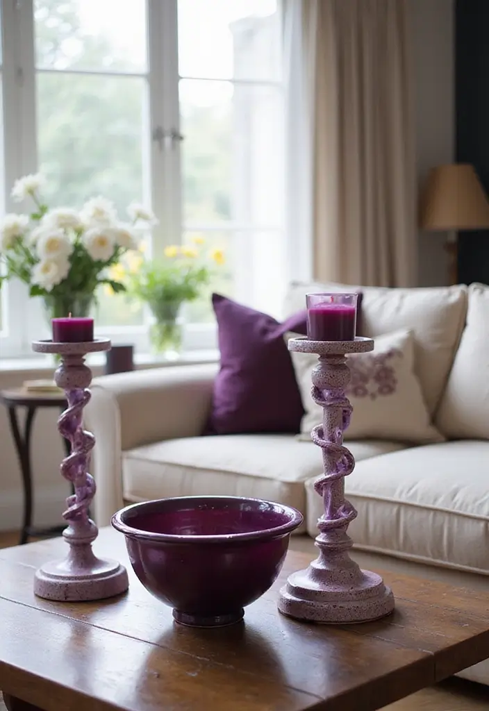 28 Plum Living Room Ideas That Add Richness and Drama - 16. Plum Accent Decor – Finishing Touches