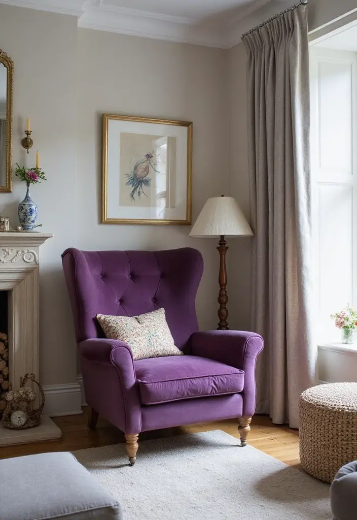 28 Plum Living Room Ideas That Add Richness and Drama - 20. Plum Furniture – Bold Choices