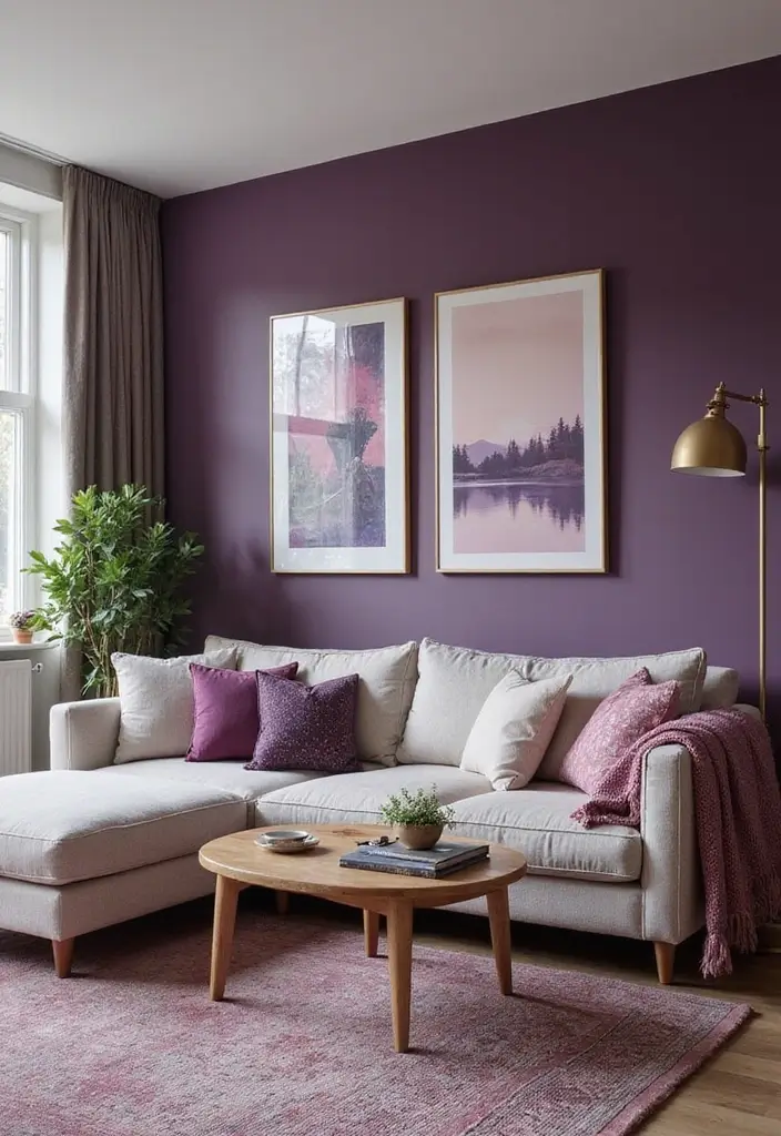 28 Plum Living Room Ideas That Add Richness and Drama - 28. Plum Themes – Curate Your Style