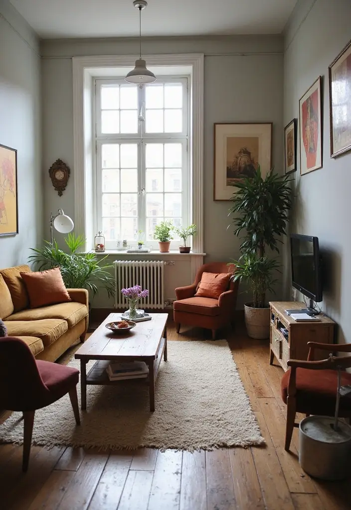 28 Small Cosy Living Room Ideas That Feel Inviting and Peaceful - 17. Incorporate Vintage Finds