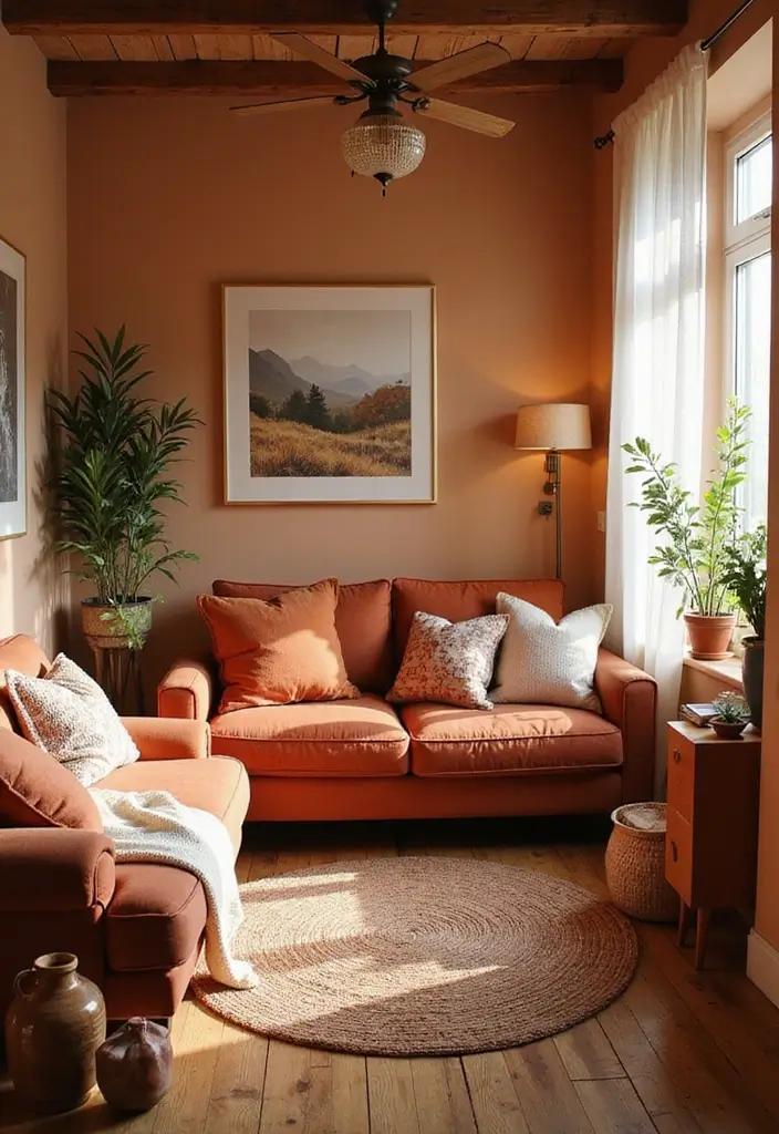 28 Small Cosy Living Room Ideas That Feel Inviting and Peaceful - 23. Choose Warm Color Palettes