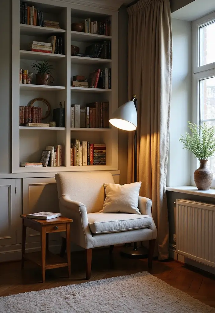 28 Small Cosy Living Room Ideas That Feel Inviting and Peaceful - 5. Create a Reading Nook