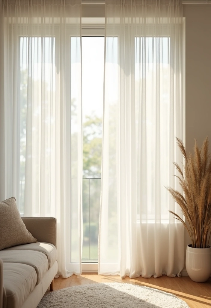 28 Small Cosy Living Room Ideas That Feel Inviting and Peaceful - 8. Opt for Light and Airy Drapes