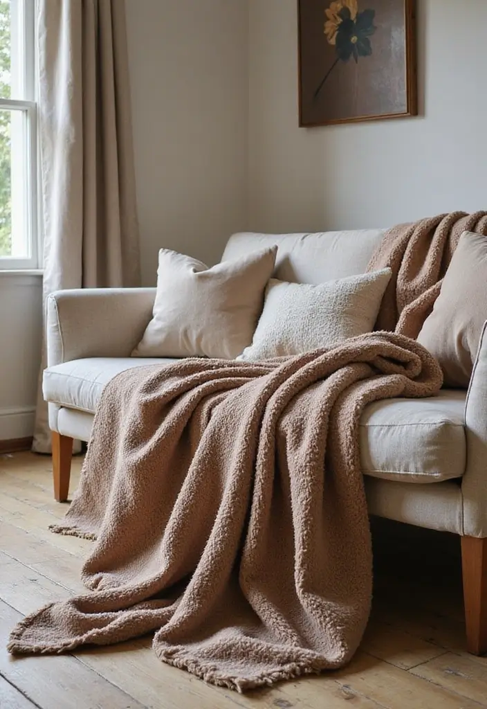 28 Taupe and Black Living Room Ideas That Feel Modern and Moody - 13. Taupe Throws for Cozy Accents