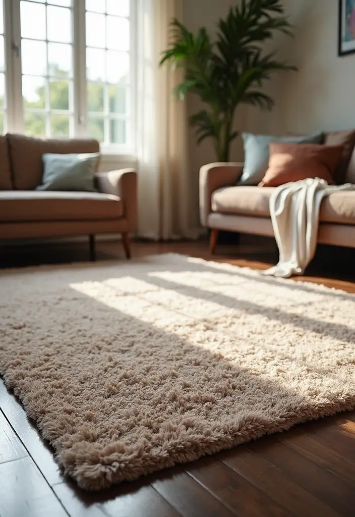 28 Taupe and Black Living Room Ideas That Feel Modern and Moody - 3. Taupe Area Rug on Dark Floors