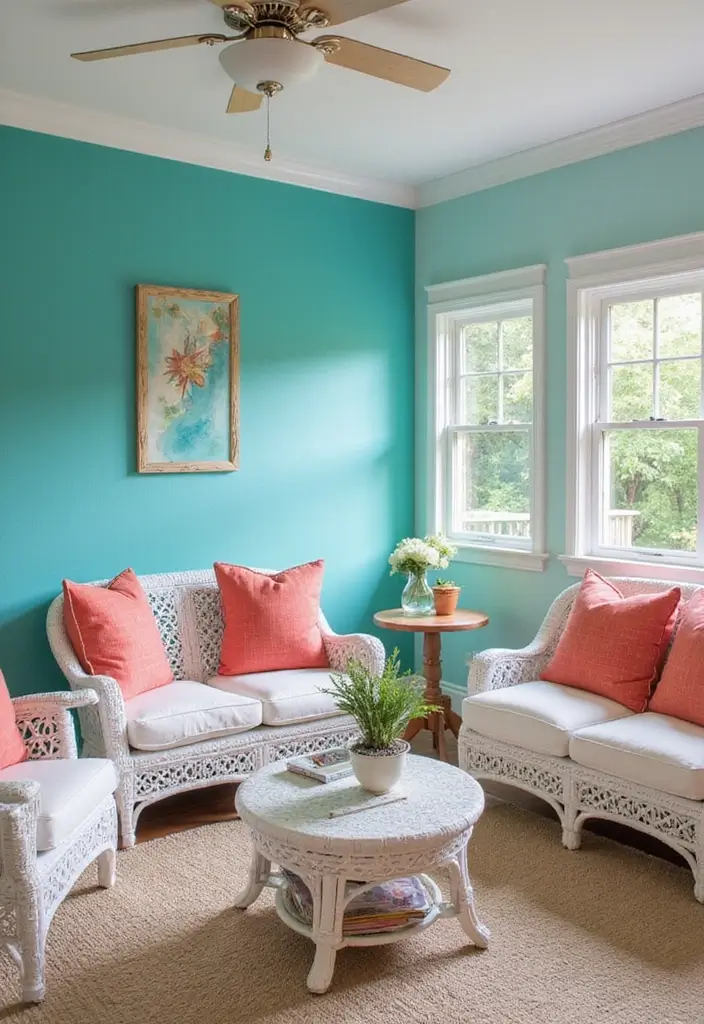 29 Blue Feature Wall Living Room Ideas That Add a Focal Point - 3. Ocean-Inspired Teal