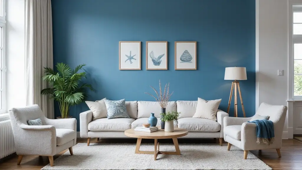 29 Blue Feature Wall Living Room Ideas That Add a Focal Point