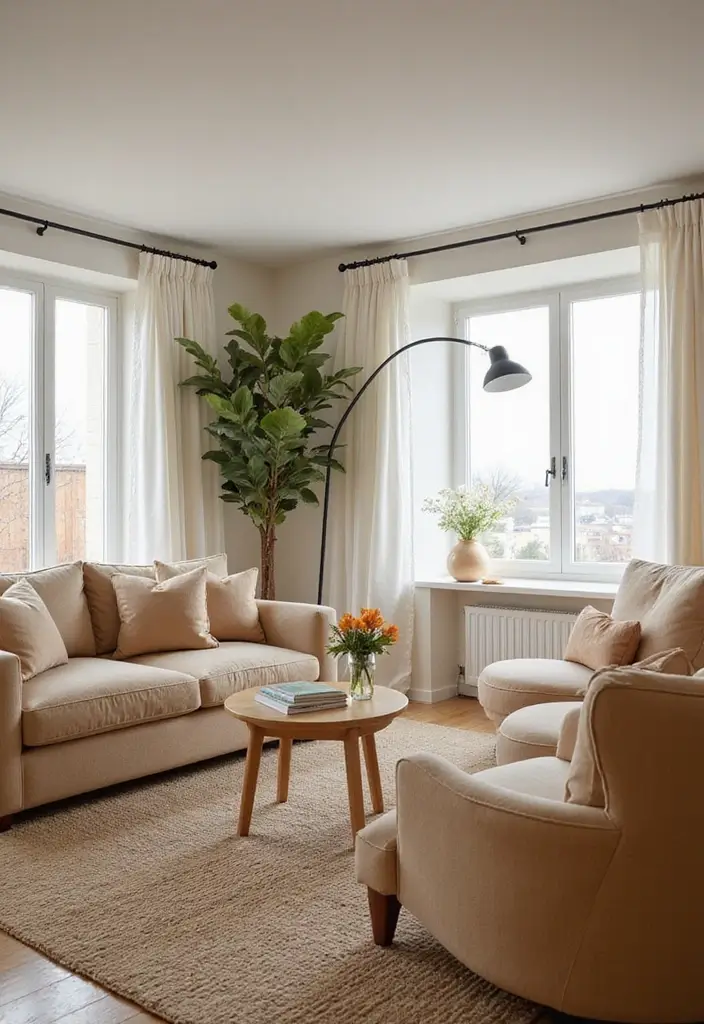 29 Clean Aesthetic Living Room Ideas That Feel Fresh and Minimal - 21. Soft Curves in Furniture