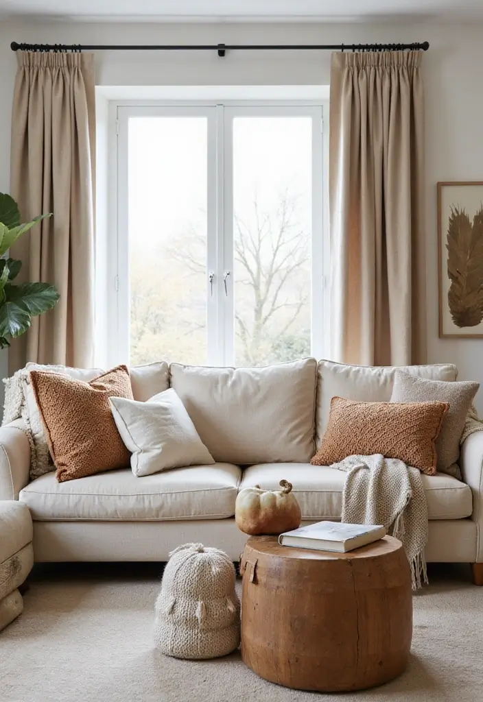 29 Clean Aesthetic Living Room Ideas That Feel Fresh and Minimal - 25. Seasonal Decor Swaps