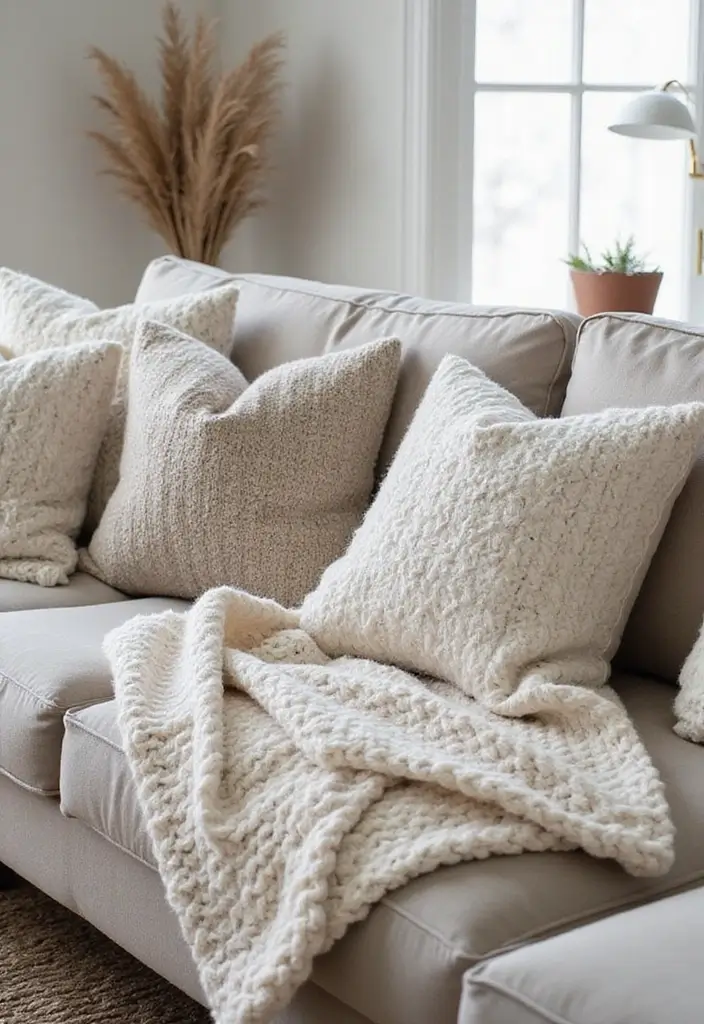 29 Clean Aesthetic Living Room Ideas That Feel Fresh and Minimal - 6. Choose Textiles Wisely