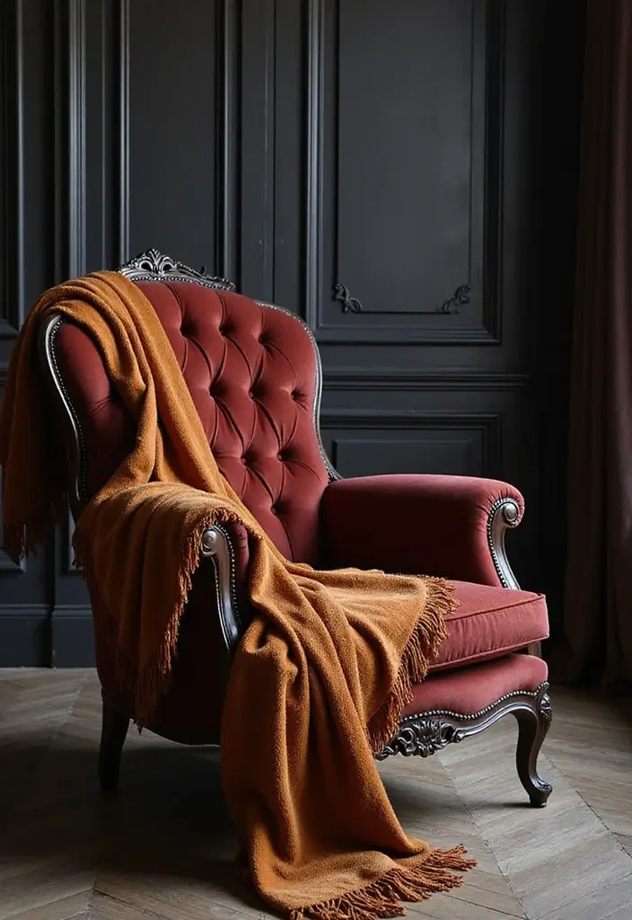 29 Dark Victorian Living Room Ideas That Feel Moody and Historic - 20. Luxurious Throws
