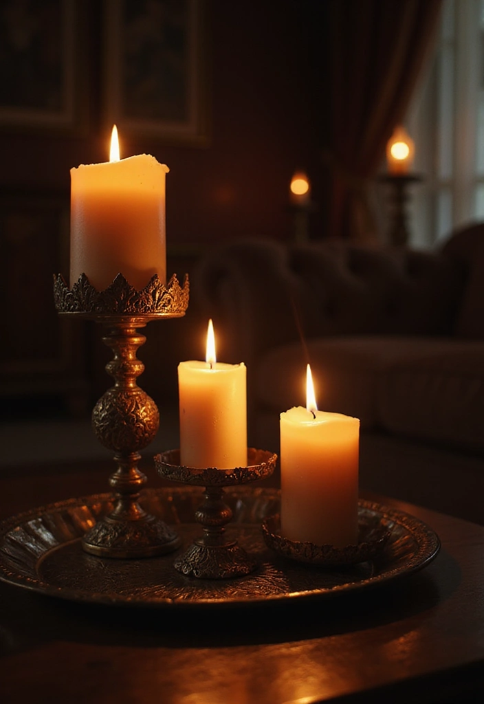 29 Dark Victorian Living Room Ideas That Feel Moody and Historic - 23. Ambient Candles