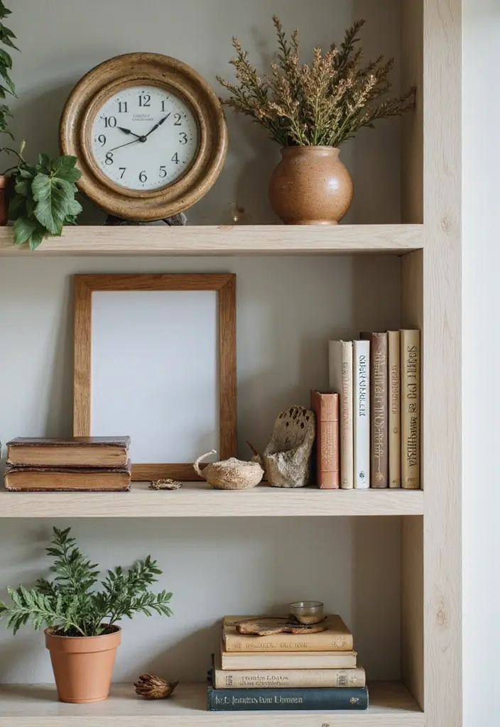 29 Fall Shelf Decor Ideas Living Room That Feel Warm and Seasonal - 25. Embrace the Layered Look