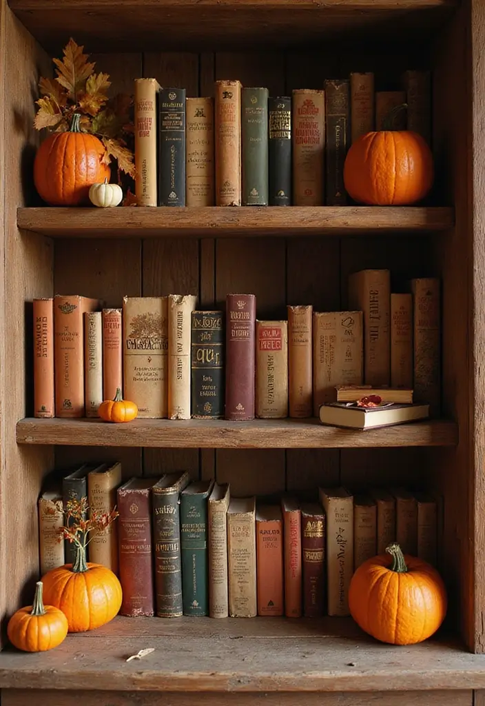 29 Fall Shelf Decor Ideas Living Room That Feel Warm and Seasonal - 8. Warmly Colored Books