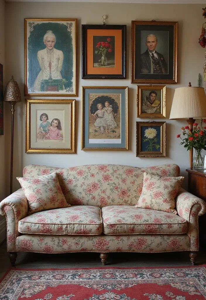 29 Floral Couch Living Room Vintage Ideas That Feel Romantic and Retro - 20. Mixed Media Art