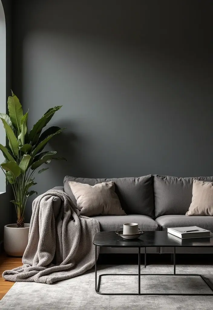 29 Grey Modern Living Room Ideas That Feel Contemporary and Calm - 1. The Calming Charcoal Retreat