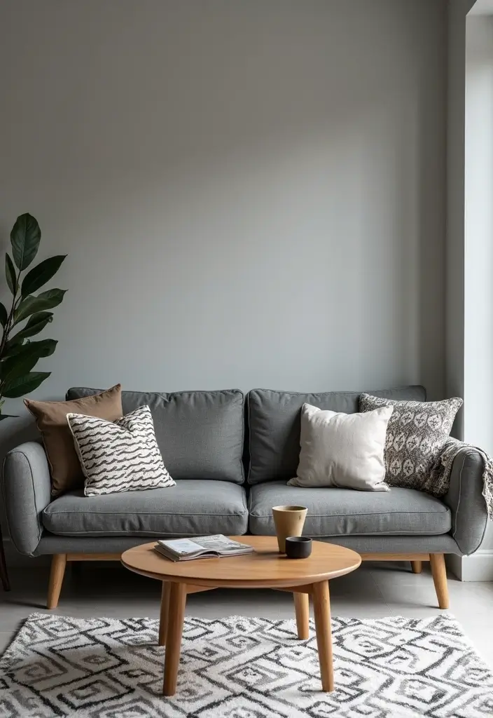 29 Grey Modern Living Room Ideas That Feel Contemporary and Calm - 10. Geometric Patterns in Grey