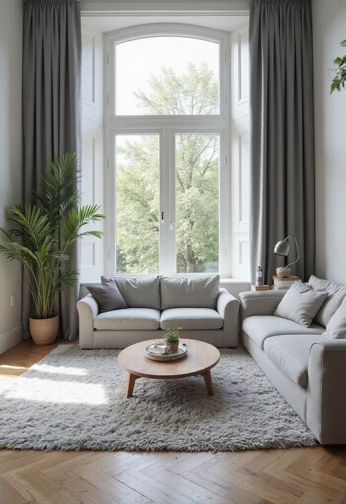 29 Grey Modern Living Room Ideas That Feel Contemporary and Calm - 21. Creating Zones with Grey Elements