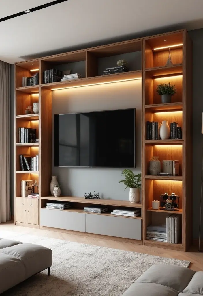 29 Ikea Hack Living Room Ideas That Look Creative and Affordable - 29. Build a Custom TV Wall Unit with BILLY