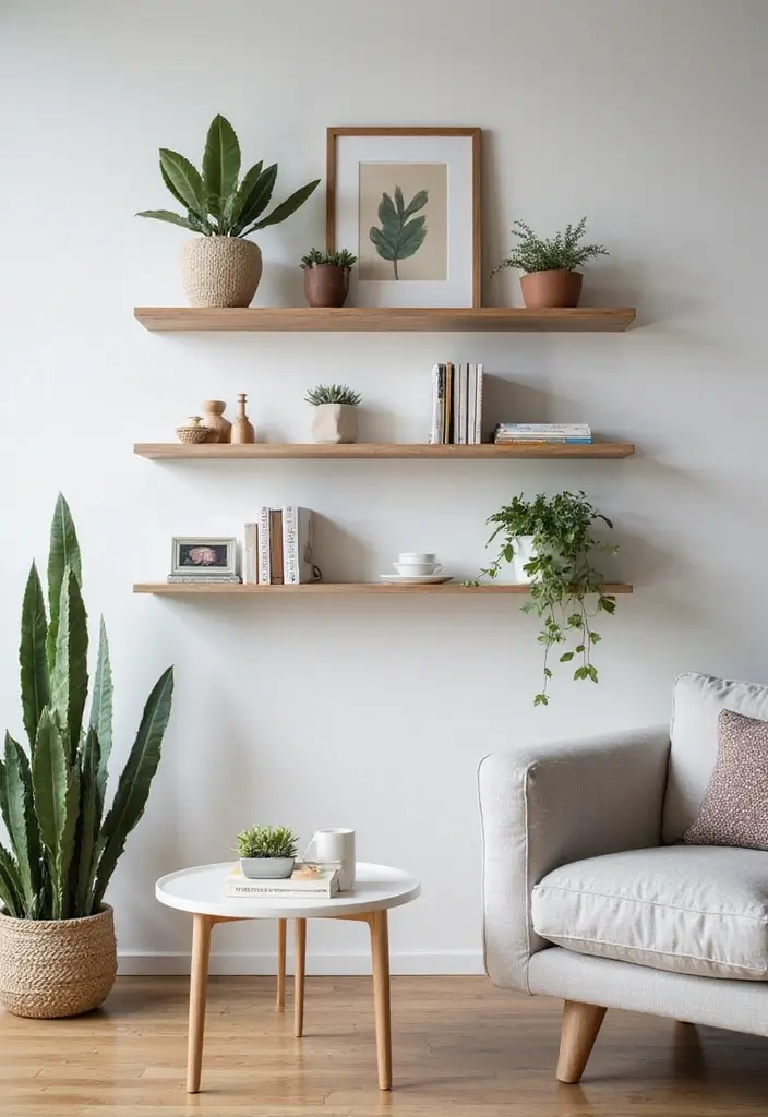 29 Ikea Metod Living Room Ideas That Are Smart and Affordable - 1. Minimalist Floating Shelves