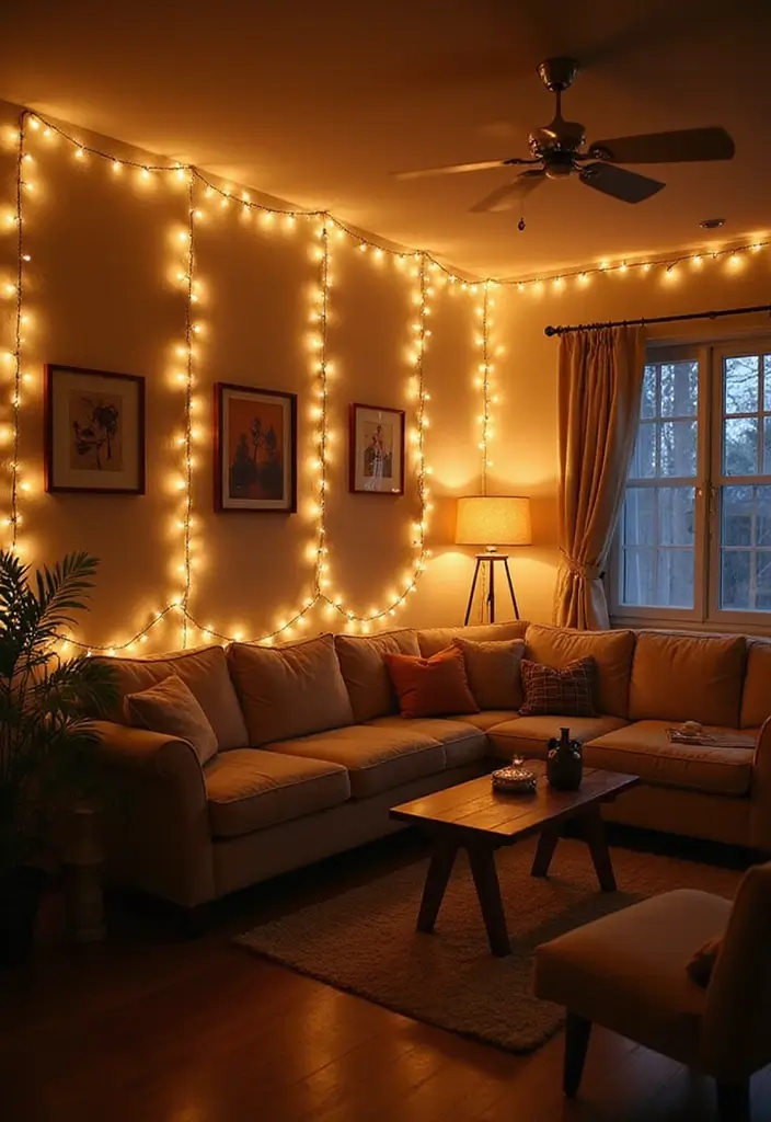 29 LED Living Room Ideas That Add Ambiance and Glow - 12. LED Fairy Lights