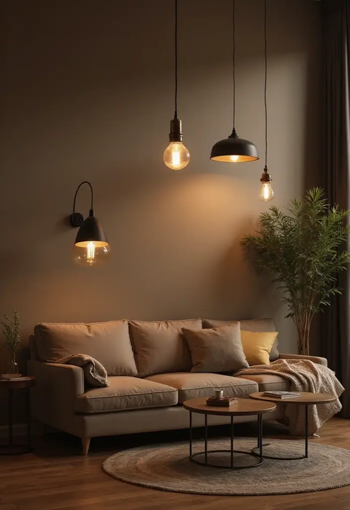 29 LED Living Room Ideas That Add Ambiance and Glow - 18. LED Pendant Lights