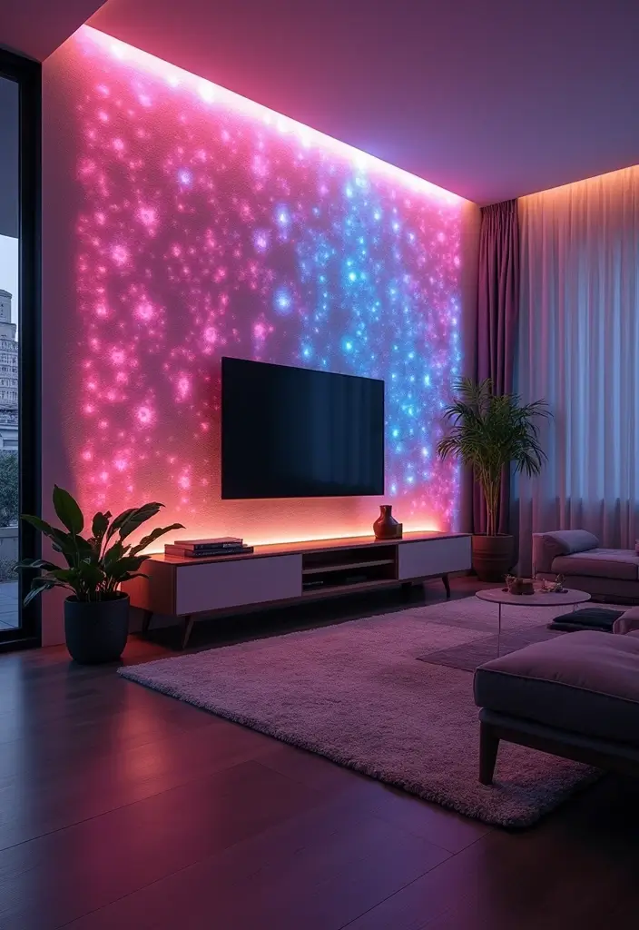 29 LED Living Room Ideas That Add Ambiance and Glow - 2. LED Accent Wall