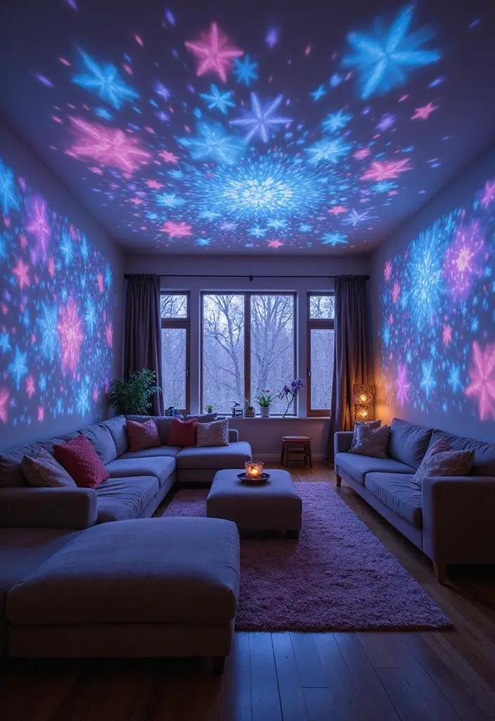 29 LED Living Room Ideas That Add Ambiance and Glow - 28. LED Projection Lights
