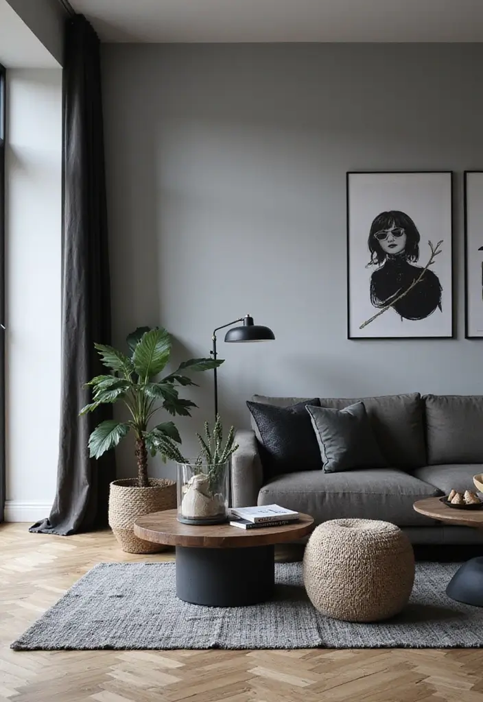 29 Living Room Grey Ideas That Feel Modern and Neutral - 10. Contrasting Accents