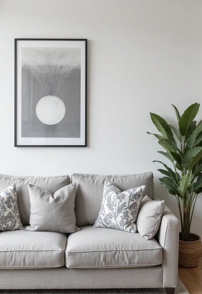 29 Living Room Grey Ideas That Feel Modern and Neutral - 13. Modern Grey Prints