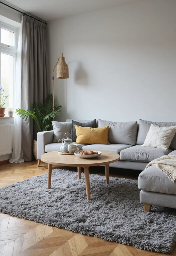 29 Living Room Grey Ideas That Feel Modern and Neutral - 5. Cozy Area Rugs