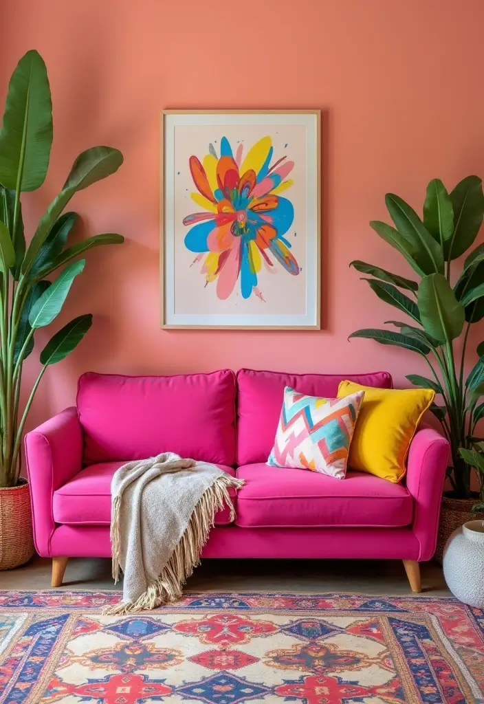 29 Pink Couch Living Room Ideas That Feel Fun and Feminine - 4. Bright and Happy