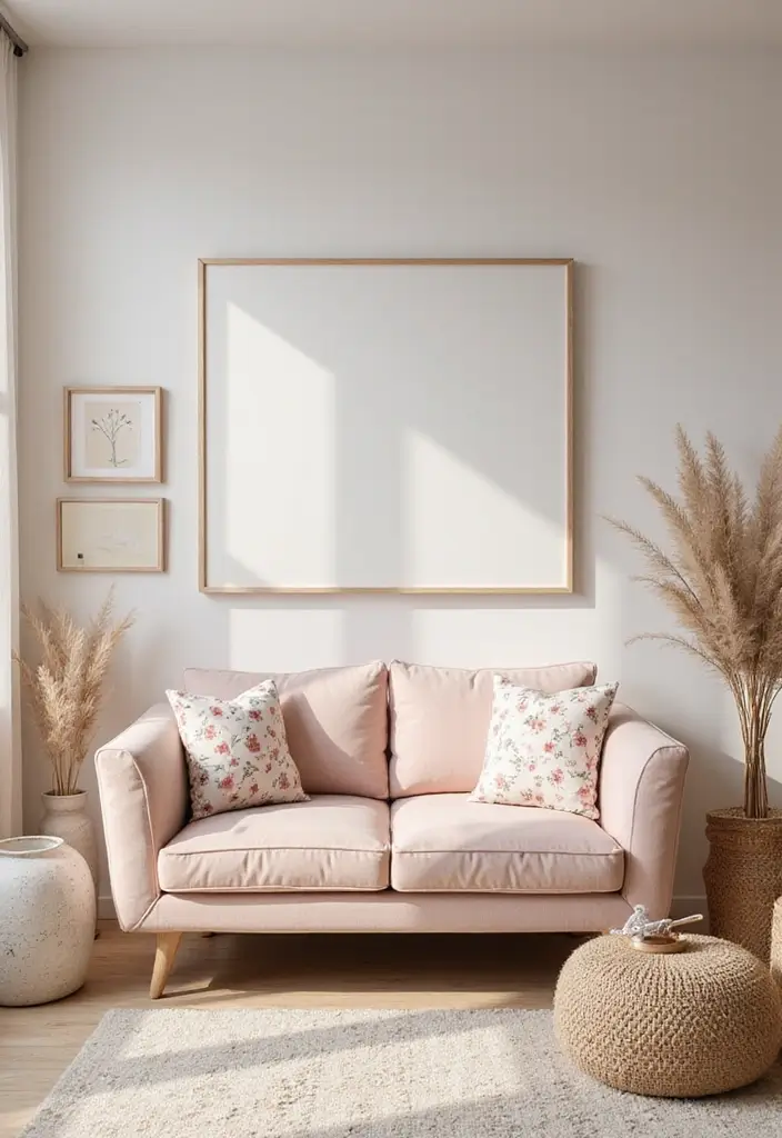 29 Pink Couch Living Room Ideas That Feel Fun and Feminine - 5. Soft Pastel Paradise