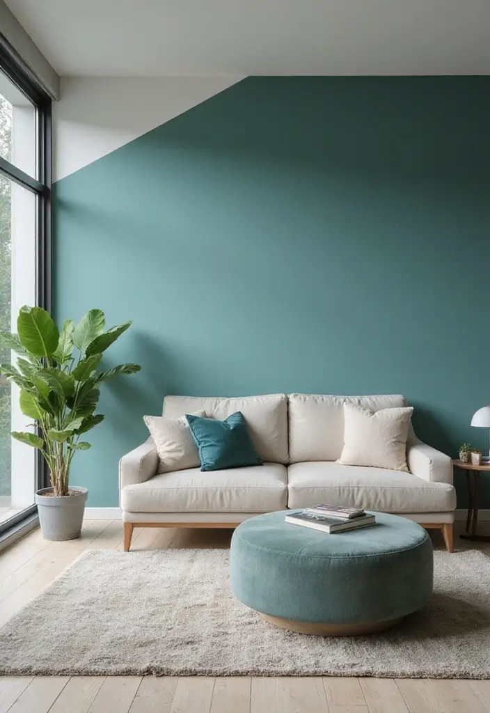 29 Sage Green and Blue Living Room Ideas That Feel Fresh and Modern - 12. Accent Walls