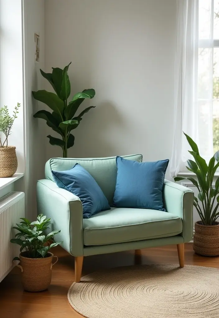 29 Sage Green and Blue Living Room Ideas That Feel Fresh and Modern - 25. Create Cozy Corners
