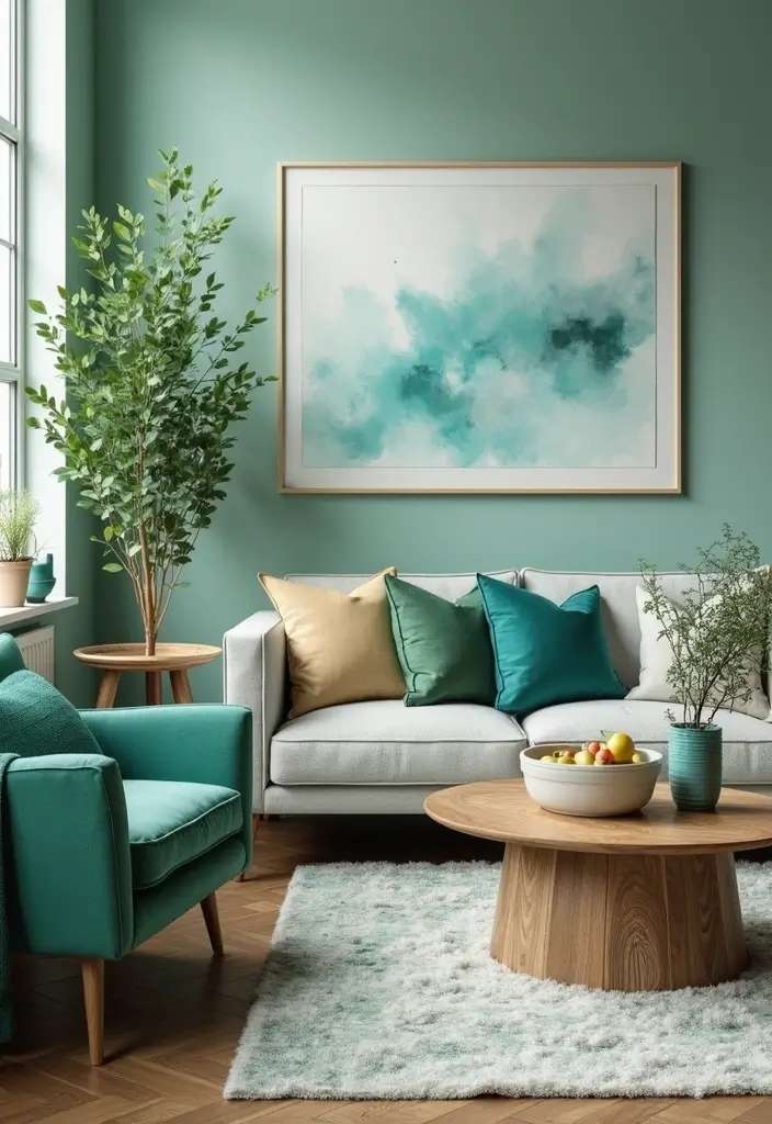 29 Sage Green and Blue Living Room Ideas That Feel Fresh and Modern - 28. Seasonal Decor Rotations
