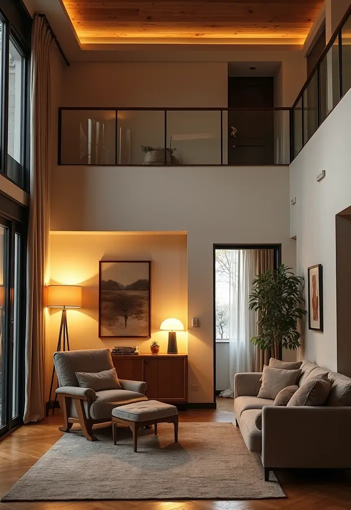 29 Two Story Living Room Ideas That Feel Open and Dramatic - 12. Create Cozy Nooks