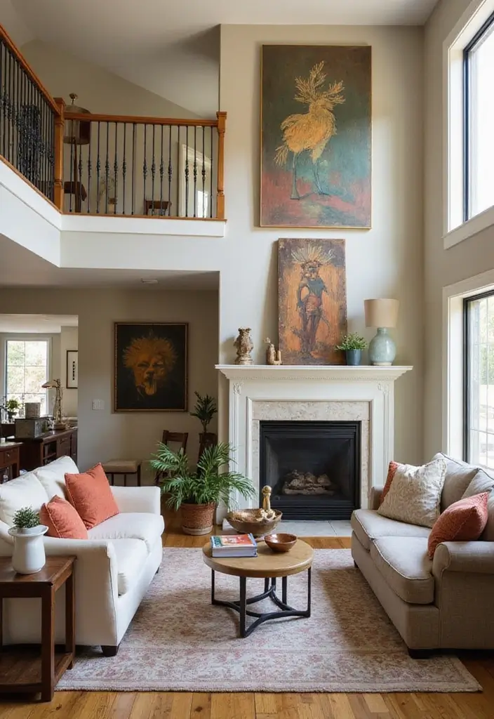 29 Two Story Living Room Ideas That Feel Open and Dramatic - 29. Personal Touches Throughout